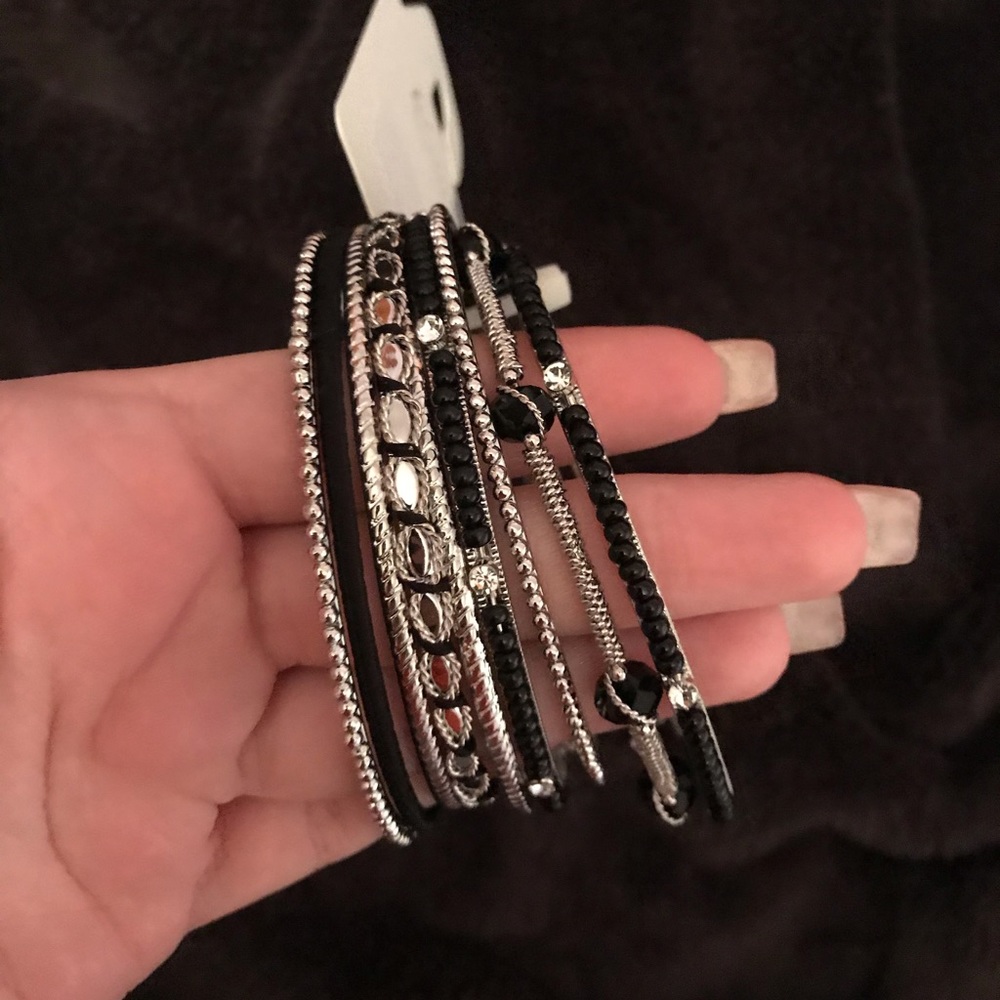 Black and Silver Bracelet Set
